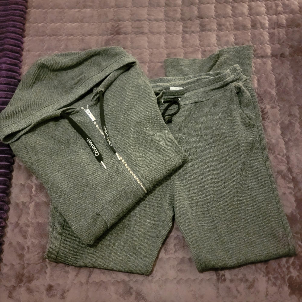 Pre-owned 2pc Calvin Klein grey performance thermal lounge set sz XXL